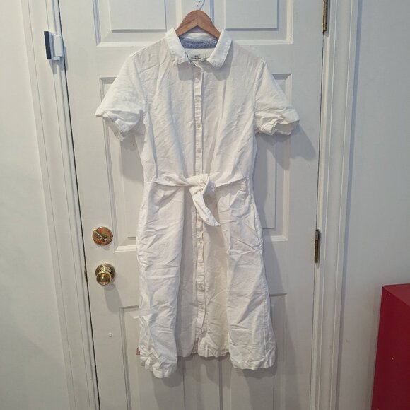 Vineyard Vines white short sleeve shirtdress with belt - Picture 1 of 9